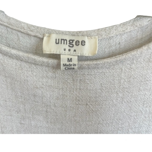 Umgee Scoop Neck Fringe Sleeve Lagenlook Linen Cotton Blend Top Women's Medium - Picture 3 of 5